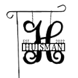 PK Décor Personalized Garden Flag for Outside - Decorative Welcome Last Name Personalized Metal ACM Yard Sign - 14 inch - Customized All Seasons Family Established Garden Flag Stand Option