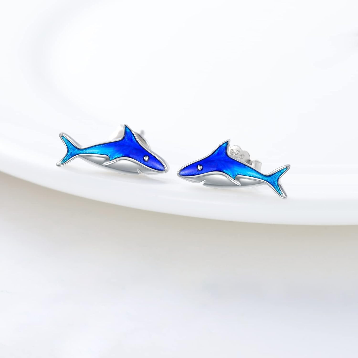 Shark Studs Earrings 925 Sterling Silver Shark Jewelry Gifts for Women Girls Shark Lovers - Image 2