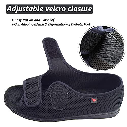 W&LESVAGO Women's Open Toe Diabetic Sandals,Adjustable Width Arthritis Edema Shoes,Comfortable House Slippers for Elderly Swollen Feet3
