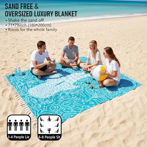 Image of Oversized Turkish Beach Towel Blanket Cotton Giant XL Sandproof Towels Huge Linen XXL Extra Large Big Throw Quilt Blankets for Adults Cloud Travel Camping Glamping Accessories Essentials Whale Shark