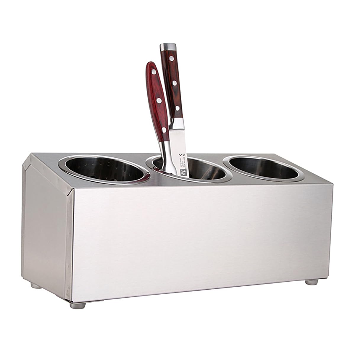 Soporte para Utensilios de Acero Inoxidable con 3 Compartimentos, Soporte cilíndrico para Cubiertos, para Cocina, Bares, cafeterías, restaurantes