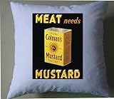 Solo funda de cojín. Meat needs Colman Mostaza Retro Shabby Chic Funda de cojín