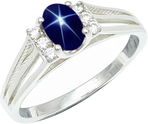 Blue Sapphir Linde Star Lab Grown Gemstone Silver plated Meditation Ring Men & W