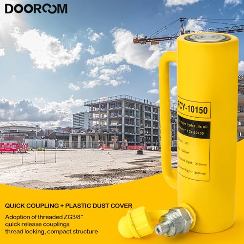 Image of 10T 6Inch Stroke Porta Power Single Acting Lifting Cylinder for Shipbuilding, Machinery and Industry,Automatically Retract Split Hydraulic Cylinders Tools, Yellow