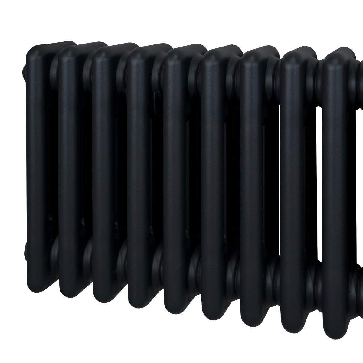 Radiador Tradicional Horizontal de 3 Columnas 600mm x 832mm | Negro Mate | Acero | Montado en pared | Kit de fijación y soportes + Cepillo de limpieza GRATIS | Calefacción estufa calefactor