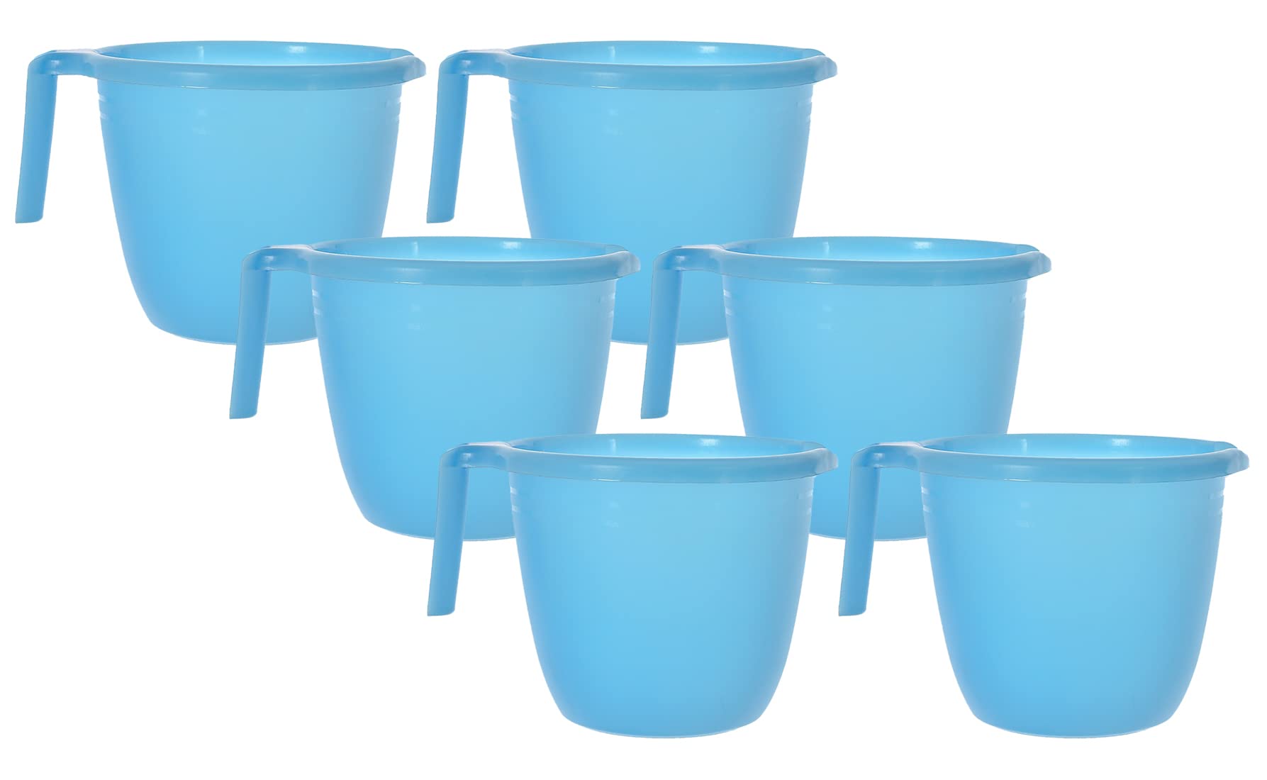 Kuber Industries Multiuses Lightweight, Unbreakable Plastic Bathroom Mug 1 litre Pack of 6 (Sky Blue)-46KM0212
