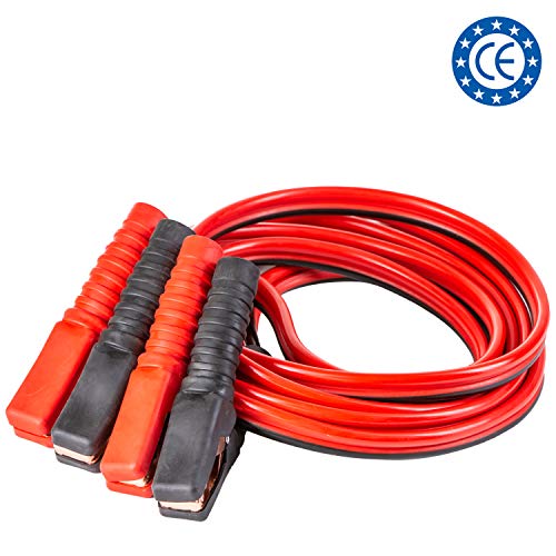 4CARS Cables de Arranque y Clips aislados; para camioneta automotriz con Motor Diesel de Gasolina, 6 m de Largo, con Capacidad de hasta 900 A (Incluye Bolsa de Transporte con Cremallera con asa)