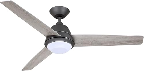 Ventilador de techo de 52 pulgadas con kit de luz, accesorio LED regulable con control de pared y 3 cuchillas, decoración contemporánea para sala de