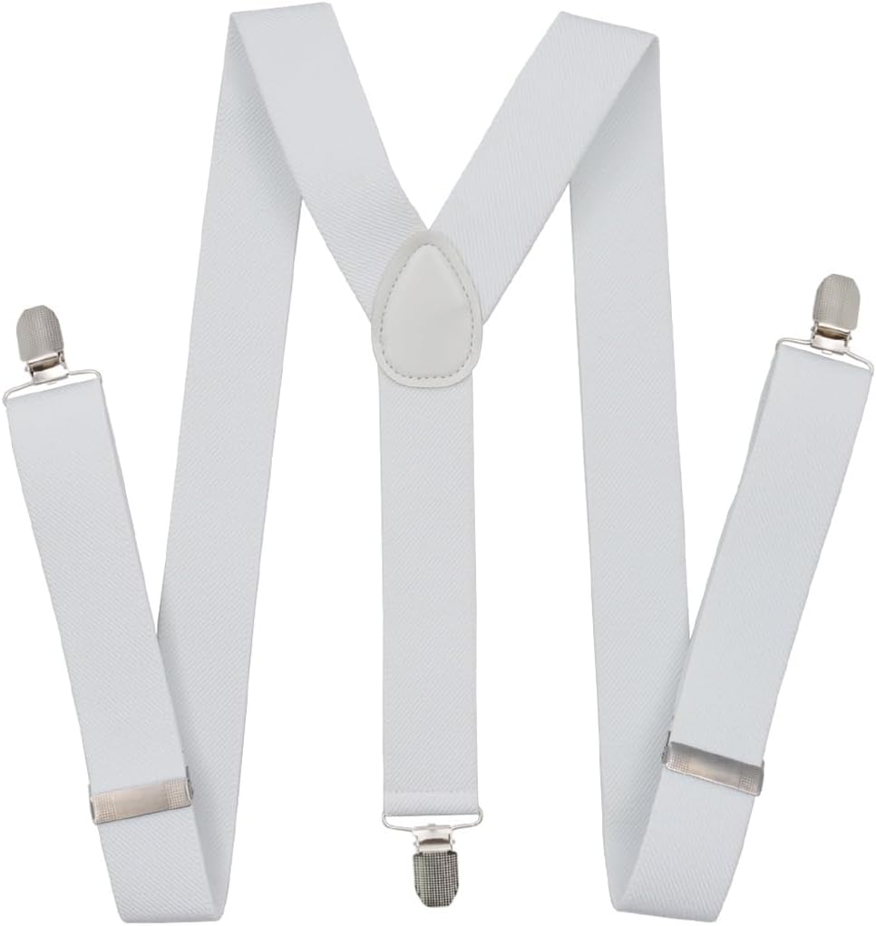DFHBFG Men's Unisex Clip-on Braces Elastic 3.5cm Wide While Larger Suspenders Y-Back Suspender(X-Large)
