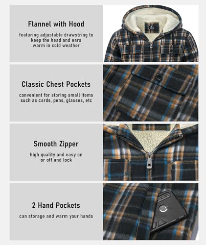 Image of GEEK LIGHTING Men's Flannel Shirts Jacket Sherpa Lined Fleece Plaid Hoodie Long Sleeve Winter Warm Coat