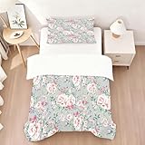 CHEFFS Vintage Rosenmuster Bettwäsche,Romantisches Blumendesign Bettwäsche Set,Weiche Mikrofaser Bettbezug mit Kissenbezügen,KinderBettwäsche Jugendliche(135x200cm+1*Kissenbezüge 50x75cm)