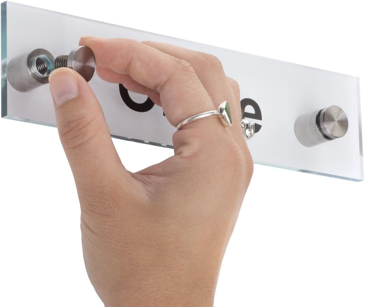 Displays2go (Set of 2) 8 x 2 Door Sign w/ “Office” Pre-Printed, Acrylic w/Standoffs - Clear (DS82SIGNOF)