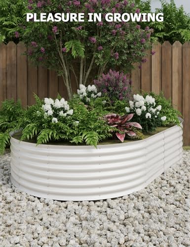 Cama de jardín elevada galvanizada de 10 pies jardinera grande exterior beige 7