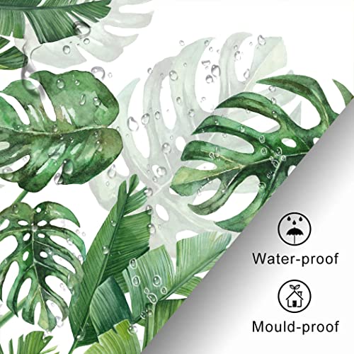 Cyrekud 72" X 72" Tropical Leaves Plant Shower Curtain Green Palm Leaves Banana Monstera Summer Bathroom Set Botanical Leaf Waterproof Shower Curtain Durable Fabric Machine Washable With 12 Hooks #TOP4