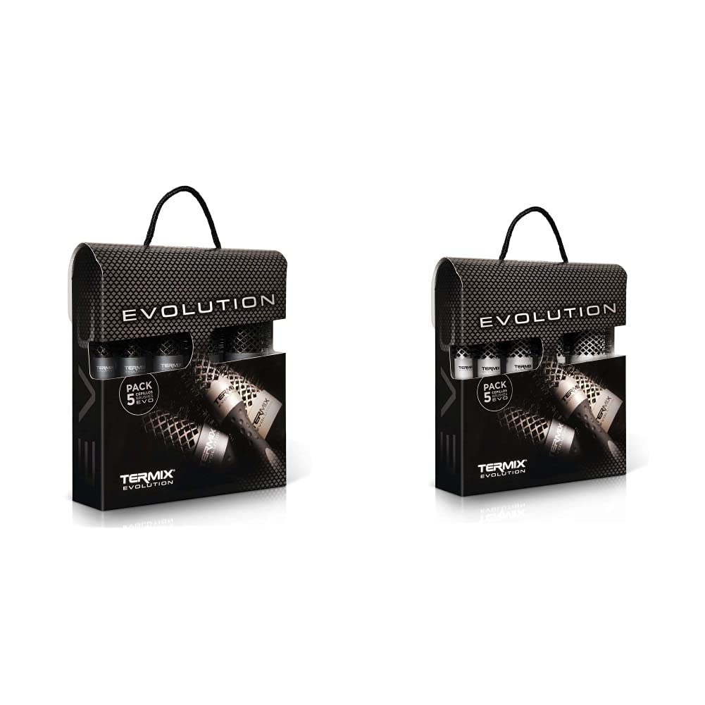Termix Evolution Plus Pack di 5 pennelli termici per capelli tondi con fibra ionizzata & Evolution Basic Pack da 5 spazzole termiche per capelli rotonde con fibra ionizzata ad alte prestazioni