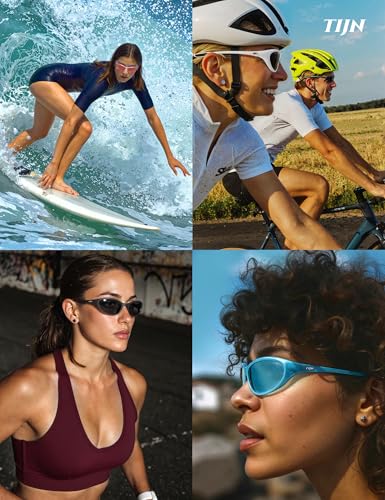 TIJN Sports Sunglasses for Men Women UV400 Wraparound Cycling Running Golf Motorcycle Glasses Fashion Outdoor Shades, Vanta2