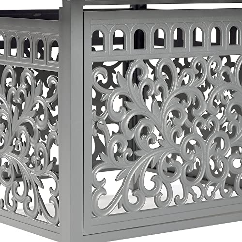 Image of Oakland Living Square 42 in. x 42 in. Aluminum Propane Fire Pit Table with Glass Beads, Two Covers, Lid, 57,000 BTUs in Grey Finish