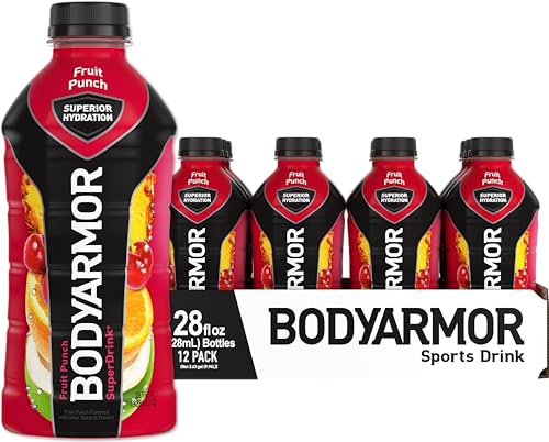 Image of BODYARMOR Sports Drink Sports Beverage, Fruit Punch, Coconut Water Hydration, Natural Flavors With Vitamins, Potassium-Packed Electrolytes, Perfect For Athletes, 28 Fl Oz (Pack of 12)