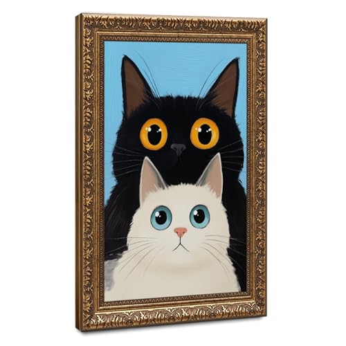 Poster de chat animaux sur toile cadre doré rétro chic
