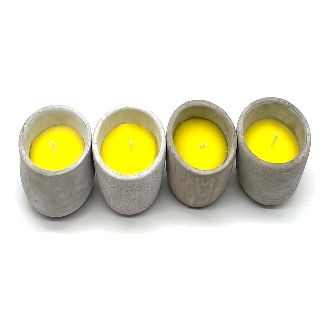 PANDA HOME Vela de Citronela de Larga Duración en Cuenco de Cemento | Aroma Fresco Antimosquitos para Casa, Habitación, Terraza y Jardín - Modelo Mediano, 4 Unidades