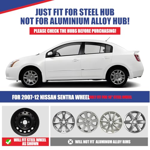 Image of Winjet 16 inch Hubcaps for 2007-2012 Nissan Sentra Wheel Rim Covers, [Only Fit Iron Hub & Steel Wheel] Heavy Duty PP Material, Install Using Original Screws (16 Inch Set of 4, Lacquer)