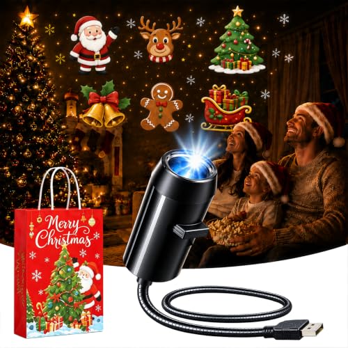 Plug and Play Hd Christmas Projector with 10 Festive Scenes, Hd Christmas Scene Projector, 5d...