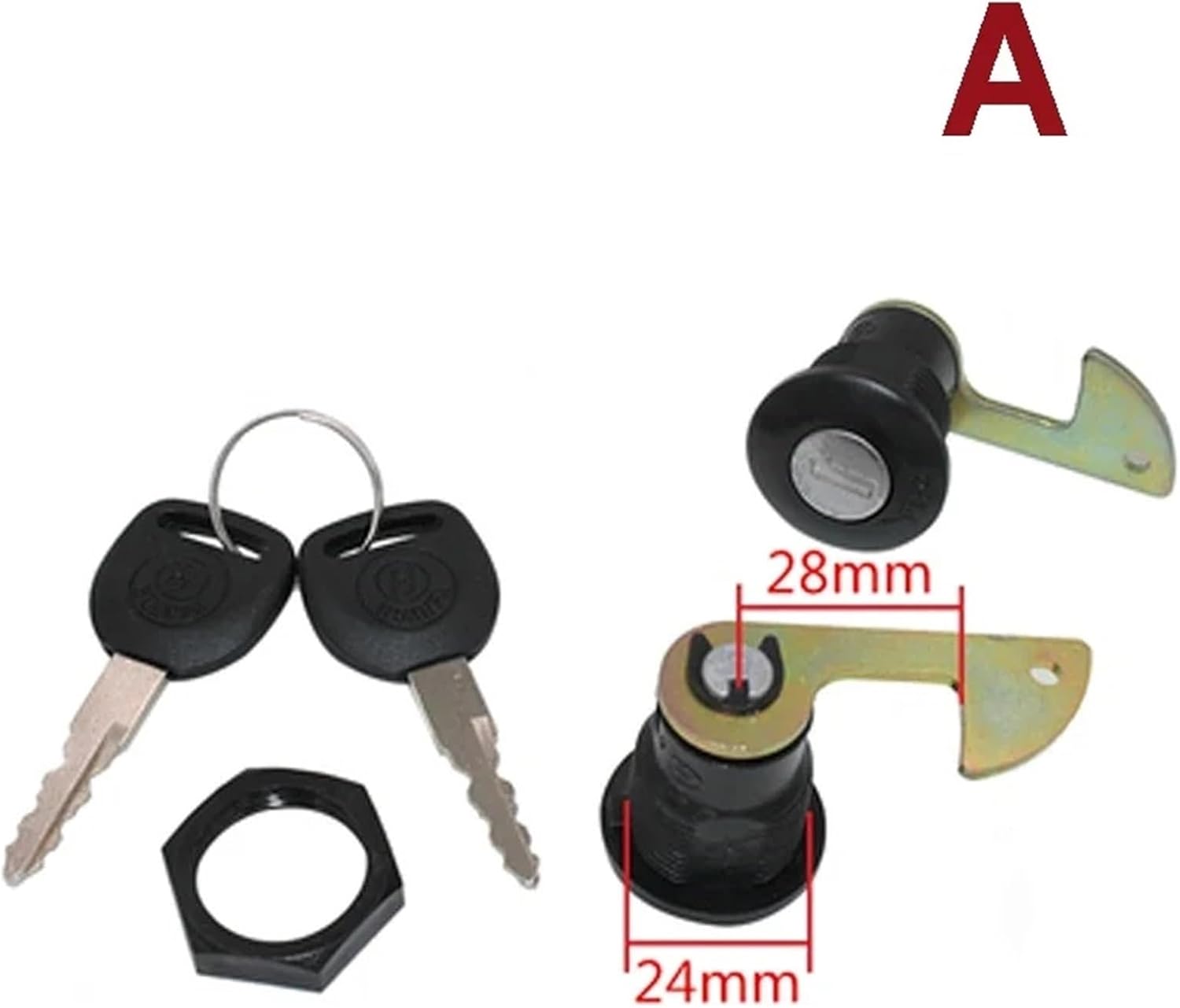 Motorcycle Tail Box Lock with 2 Keys Zinc Alloy Black Motor DIY Accessories YP19 G 1Pcs(A)