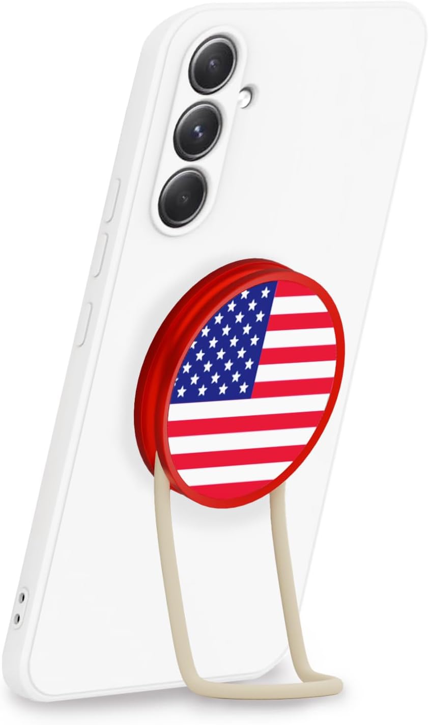 B&W Secure Attachment & Drop Protection for Any Surface, Use on Bike, Car, Chair & More - Includes Flexible Silicone Wires for Non-Magnetic Surfaces Stars Stripes
