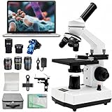 Upgraded 40X-1000X Professional Optical Composite Microscope with Abe Spotlight and Cursor Caliper,Coaxial Bi-Focus, WF10 and WF25X Eyepieces for Education, Student Experiment, Gift