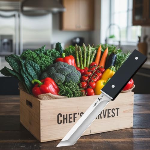 Image of Handcrafted Japanese Utility Knife - High-Carbon Steel Blade with Minimalist Black Handle & Protective Sheath (Pack of 1)