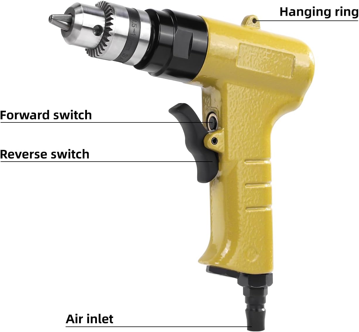 1/4" Pneumatic Screwdriver, Forward and Reverse Air Power Screwdriver, 9000Rpm Air-Powered Screwdriver with Stepless Speed Control and High Torque