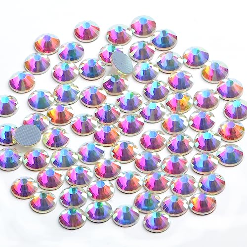 Image of Bymitel Hotfix Crystal Rhinestones Round Gems Iron on DIY Jewelry Making Flat Back for Crafts,Crystal AB, 3mm (SS12 /2880pcs)