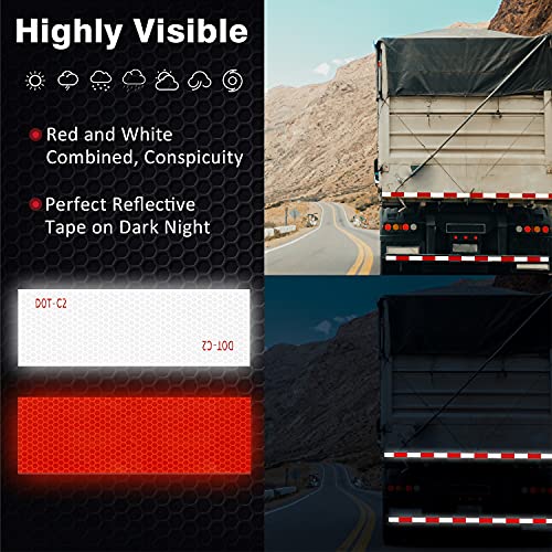 Trailer Reflective Tape Outdoor Dot C2 Reflector Tape 2 Inch X 200 Feet Waterproof White Silver Red Reflective Tape For Cars Trailers Trucks 200 Ft High Visibility Contrast Duct Safety Sticker Strips #TOP1