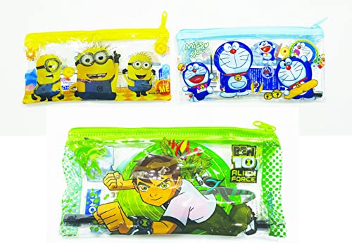 Image of Return Gift for Kids in Bulk | Stationery Pouch /Kit with Pencil /Eraser /Sharpner /Scale for School Kids Boys & Girls (Pack of 12)