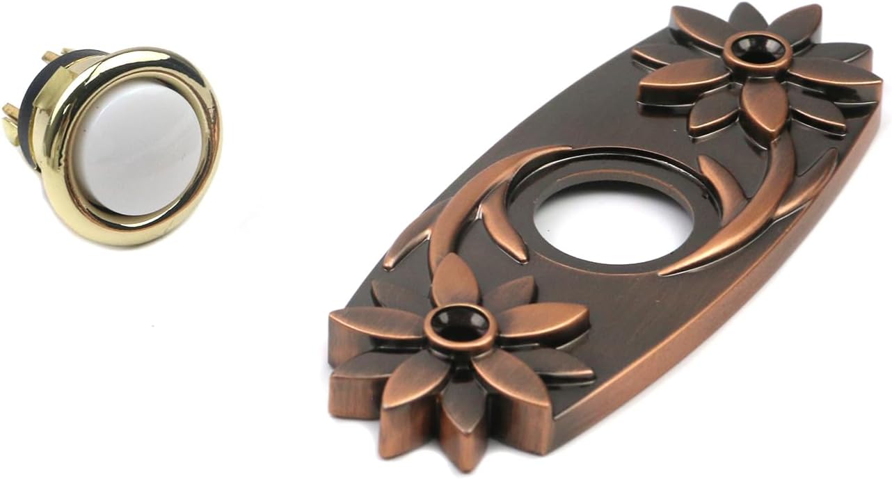 Oedema Brass Doorbell Button Only 3.34 inch Length Ring Doorbell Button Replacement Retro Doorbell Push Button for Home & Office, Front Door, Back Door