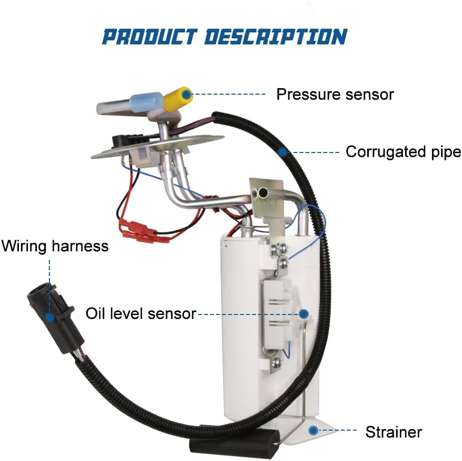 E2059M Electric Fuel Pump SP2005H Compatible with 1992 1993 1994 1995 1996 Ford F150 F250 F350 1997 F250HD with Midship Tank; Steel Tank, 17 Gal Tank