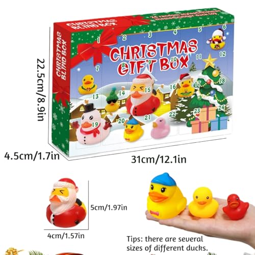 Duck Advent Calendar 2025, 24 Days Christmas Countdown Rubber Duck Set, Bath Toys Countdown Calendar Rubber Ducks Bath Toys Party Favor Gifts (B) - Image 7
