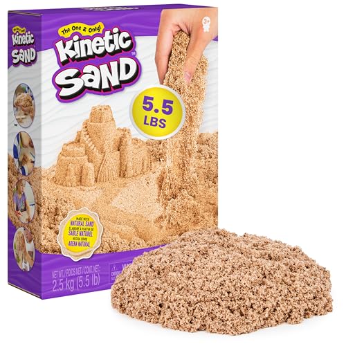 Kinetic Sand, 5.5lbs (2.5kg) Natural Brown Play Sand for Arts and Crafts, Sandbox, Amazon Exclusive (Packaging May Vary), Moldable Sensory Toys, Ages 3 and up by Kinetic Sand - Used condition - CA$26.23