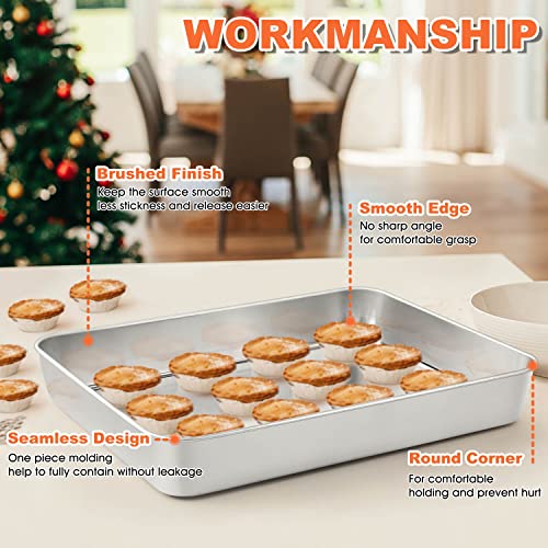 Herogo Baking Pan With Lid, 9 X 12 Inch Stainless Steel Lasagna Pan Deep, Rectangle Cake Pan With Lid For Brownies Casseroles Cakes, 2 Pans+2 Lids, Non Toxic & Dishwasher Safe #TOP2