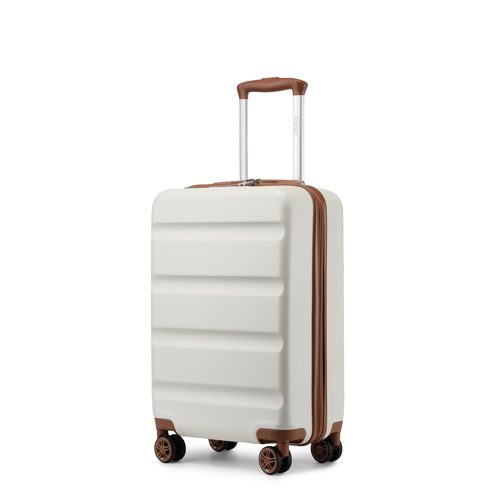 Kono Carry On Luggage 22x14x9 Airline Approved Lightweight Small Travel Suitcase with Spinner Wheels Hard Shell TSA Carry-On Cream White