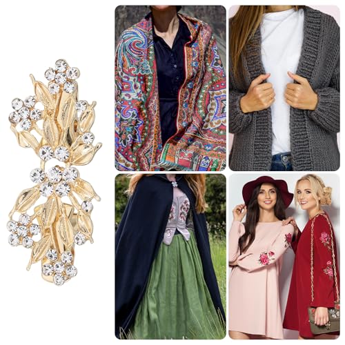 Image of uxcell Vintage Sweater Clips, Cape Cloak Clasp Retro Cardigan Clips Shawl Collar Clasp Dress Shirt Brooch Clip for Women