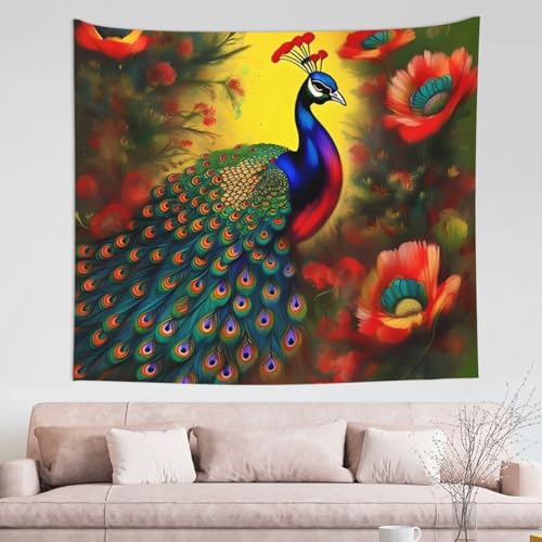 Tapisserie fleurs de paon aux finitions soignees pour decoration haut de gamme