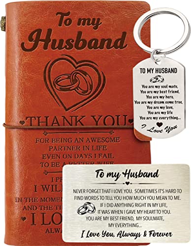 Husband Journal from Wife, Husband Wallet Card Engraved, Husband Keychain,
