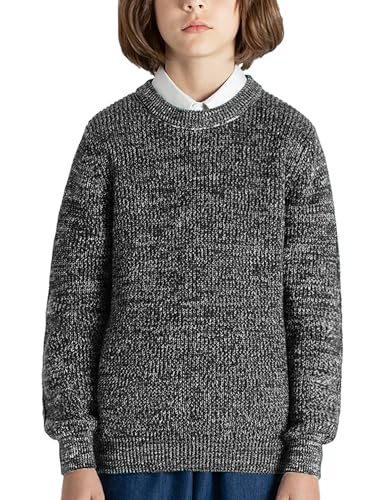 JSTEX Boys Sweater 100% Cotton Knit Kids Pullover Sweater Crew Neck Long Sleeve Striped Sweater for Child Toddler Size 4-142