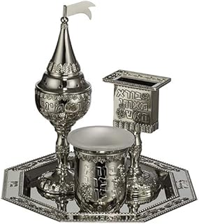 MASORET Nickel Havdalah Set with Jerusalem Theme + Mini Tehillim Book â€“ Set 8