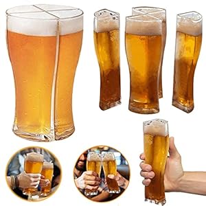 Pack of 2 Beer Glasses Acrylic Beer Mug Beer Glass Personalised Party Supplies Men’s Gifts Beer Glasses Set 2 Sets Beer Glasses Ideal for Summer, for Home Dining, Bar, Party Entertainment (Transparent)