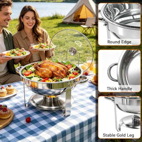 6QT Chafing Dishes Buffet Sets of 4 with Glass Lid, Food Warmers, Silver by Grillaxy - Used condition - Image 4