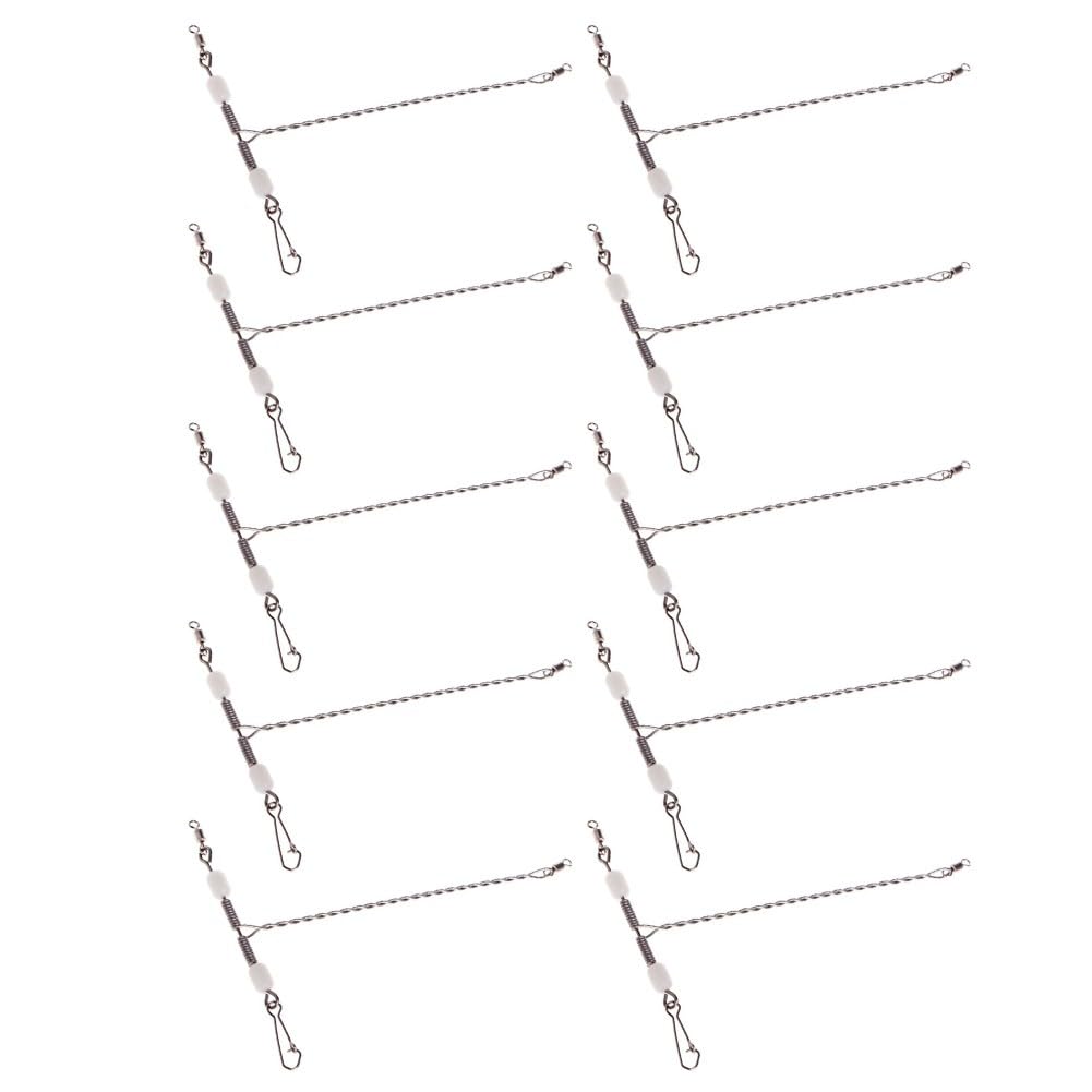 BlesConi Stainless Steel T-Shape Fishing Balance Rigs 10pcs 12cm for Beads Anti- Wire Arms for Fishing