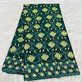Nina He 5 Yards Swiss Voile Lace Fabric Heavy Beaded Embroidery African 100% Cotton Fabric Popular Dubai Style. (Green)