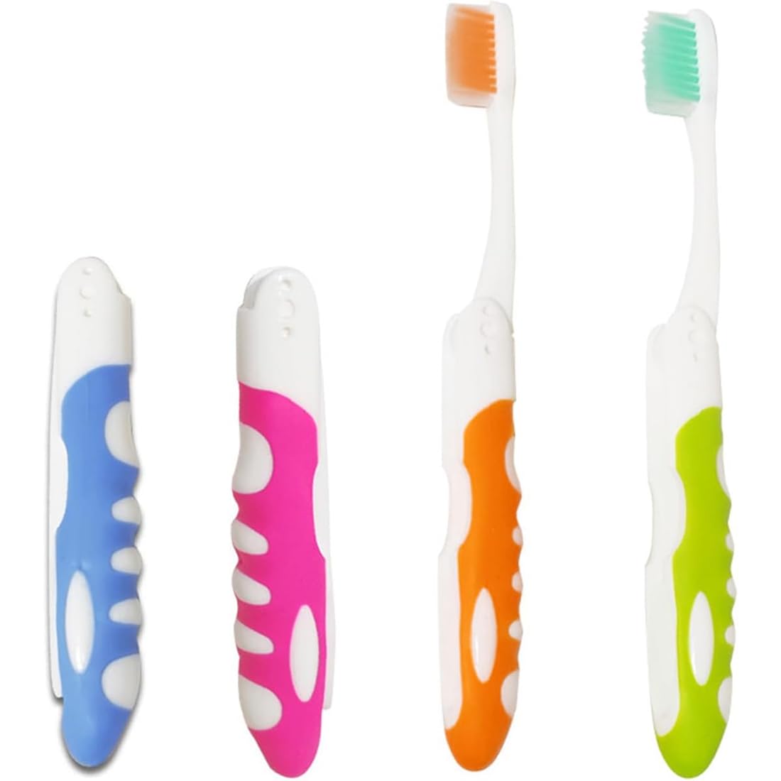 4 Pack Foldable Travel Toothbrushes with Soft Bristles Portable Case